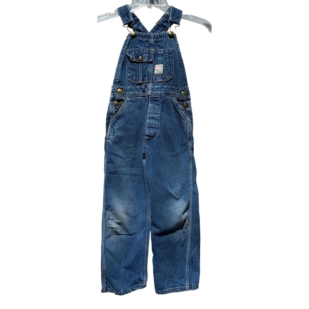 Vintage Pointer Brand Denim Overalls Kids Blue Workwear Bibs Made in USA